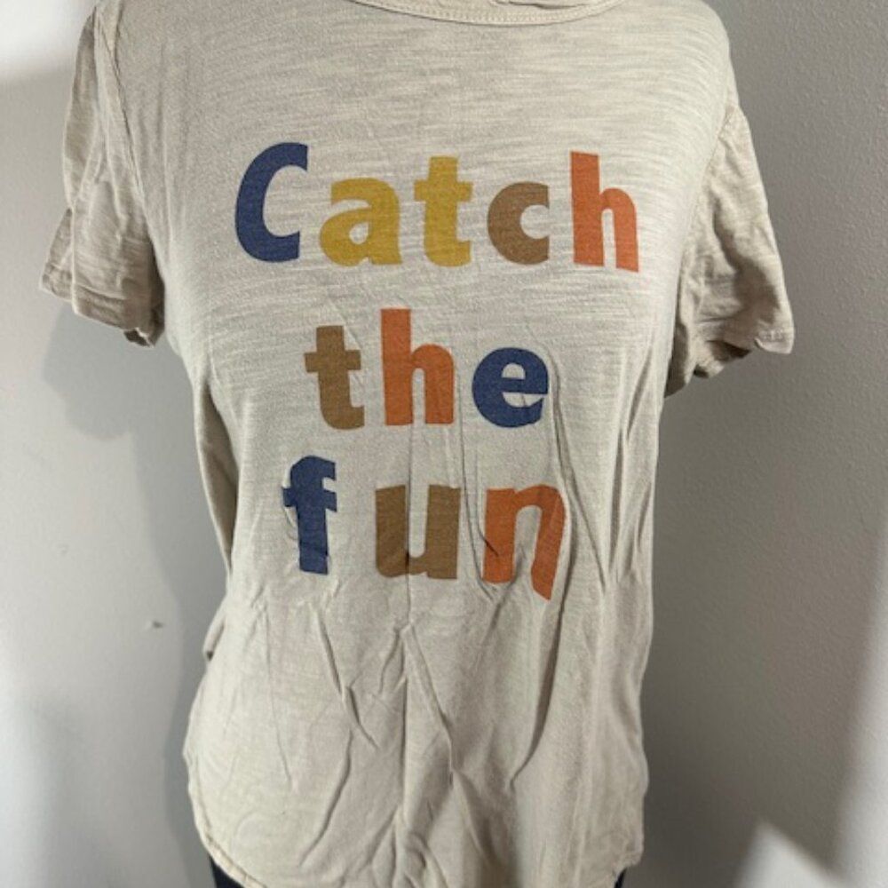 Promesa Cream Tee with Colorful Print  "Catch the fun"    8329
